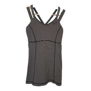 Lululemon Happy Strappy Tank Top Black Pink Striped Size 6